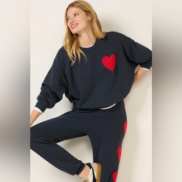 Aviator Nation Other - Aviator Nation Heart Stitch Crewneck Sweatshirt & Heart Stitch Sweatpants, XS